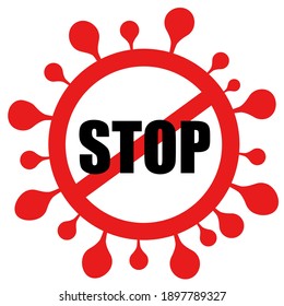 red corona virus stop design vector isolated on white background