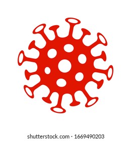 Red Coronavirus Bacteria Cell Icon, 2019-nCoV Novel Coronavirus Bacteria. No Infection and Stop Coronavirus Concepts. Dangerous Coronavirus Cell in China, Wuhan. Isolated Vector Icon