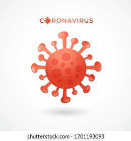 Red Coronavirus cell isolated on white background : Vector Illustration
