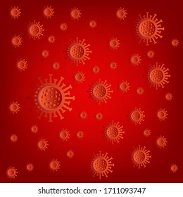 red Coronavirus Covid on red background