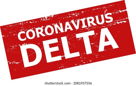 rotes CORONAVIRUS DELTA rechteckiges Wasserzeichen. CORONAVIRUS DELTA-Bildunterschrift ist in Rechteck-Form. Rough CORONAVIRUS DELTA Wasserzeichen in roter Farbe, mit gekratztem Stil.