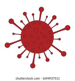 Red coronavirus icon on a white isolated background. The symbol of the 2019 pandemic. Covid-19.