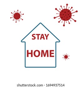 Red coronavirus icon on a white isolated background. Stay home. The symbol of the 2019 pandemic Wuhan. Covid-19.