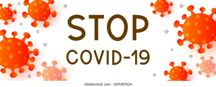 Red coronavirus isolated on white background - concept of covid-19 pandemic - horizontal banner for Your design
