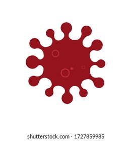 Molécula del coronavirus rojo aislada sobre fondo blanco. Ilustración del vector