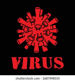 coronavirus rojo sobre fondo negro. Imagen vectorial