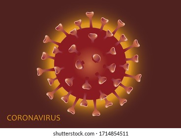 Rotes Coronavirus auf dunklem Hintergrund. Virus mit der Corona. Vektorillustration.