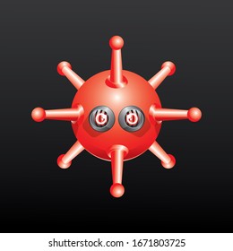 Red Coronavirus Robot Vector Illustration
