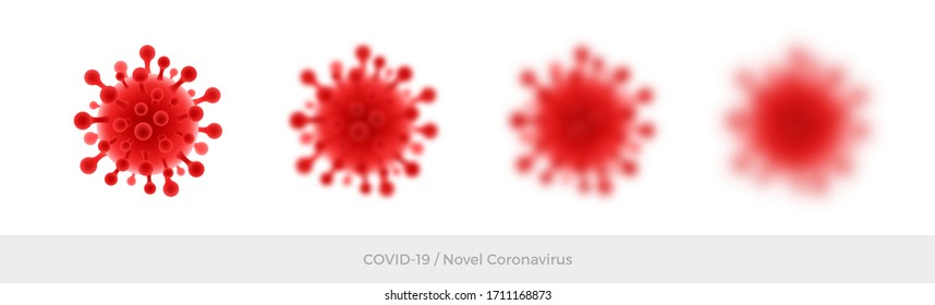 Red Coronavirus symbol. Virus symbol isolated and blurred on white background. Vector illustration.