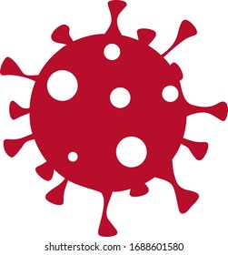 Rotes Coronavirus mit weißen Elementen auf weißem Hintergrund einzeln