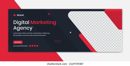 Red corporate banner design template, company profile poster design vector