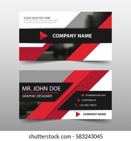 Red corporate business card, name card template ,horizontal simple clean layout design template