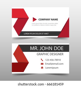 Red  corporate business card, name card template ,horizontal simple clean layout design template 