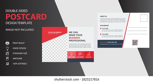 Red Corporate business vector postcard or EDDM postcard design template