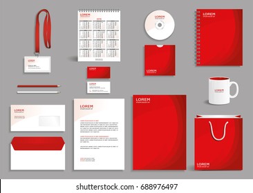 Red corporate identity design template