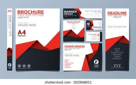 Red corporate identity set flyer cover business brochure vector design, Leaflet advertising abstract background, Modern poster magazine layout template, Annual report for presentation.