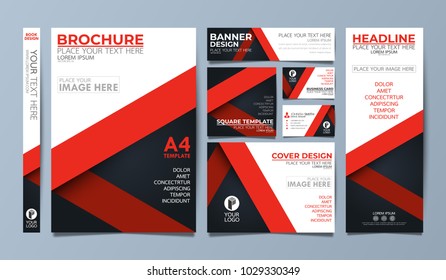 Red corporate identity set flyer cover business brochure vector design, Leaflet advertising abstract background, Modern poster magazine layout template, Annual report for presentation.