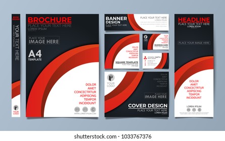 Red corporate identity set flyer cover business brochure vector design, Leaflet advertising abstract background, Modern poster magazine layout template, Annual report for presentation.