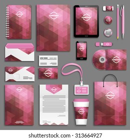 Red Corporate identity template set. Business stationery mock-up with logo. Branding design. 