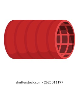 Red corrugated drainage pipe is creating an underground tunnel for water or other utilities