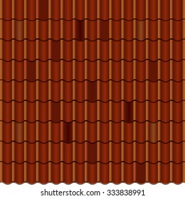 Red corrugated tile element of roof. Seamless pattern. 