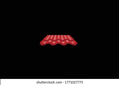 Red corrugated tile element of roof.Conceptual vector illustration in flat style design.Isolated on background.