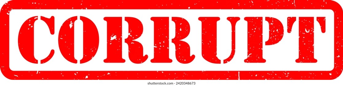Red Corrupt Rubber Stamp Grunge Texture Sign Signage Label Badge Sticker Vector EPS PNG Transparent No Background Clip Art Vector EPS PNG 
