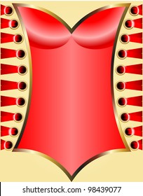 Red Corset with lace. Background.