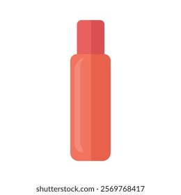 Red cosmetic bottle clip art image, skincare bottle flat icon vector illustration, plastic bottle container clipart, isolated on white background