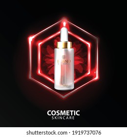 Red Cosmetics Skin Care Cream , Serum Banner Vector Illustration