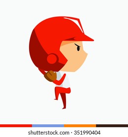 Red Costume Baseball player pitch