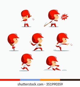 Red Costume Baseball player set