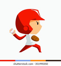 Red Costume Baseball player throw 1