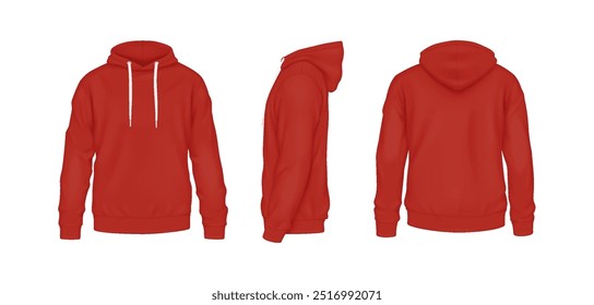 Sudaderas con capucha de algodón rojo con logo conjunto de ilustración