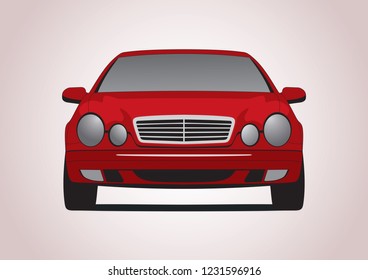 red coupe car on grey background. Mercedes W208.