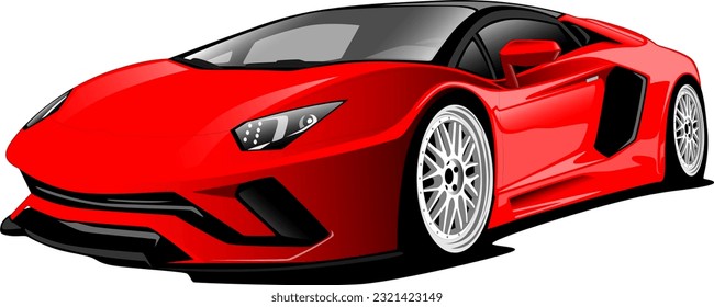 Roter Coupon-Supercar-Performance-Stil Sportwagen Vorderräder Ansicht Vektorgrafik
