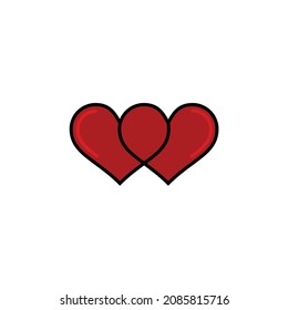 red couple heart romance valentine logo design vector