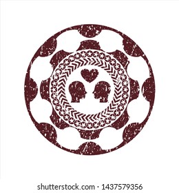 Red couple in love icon inside rubber texture