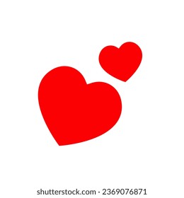 Red couple love icon vector in flat style. Heart, romantic sign symbol