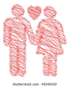 Red Couple Sketch (Vector)