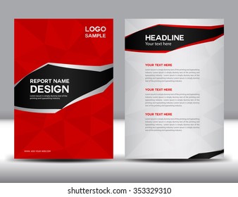 red cover Annual report, cover design, brochure flyer template, booklet, polygon background, newsletter, poster, leaflet, magazine ads Vector illustration