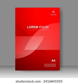 Red Cover Book modern design. Annual report. Brochure template, catalog. Simple Flyer promotion. magazine. Vector illustration