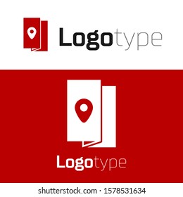 Red Cover book travel guide icon isolated on white background. Logo design template element. Vector Illustration