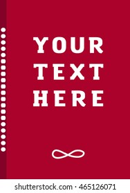Red Cover for the book with your text. minimalism. Can be used for Save The Date, birthday cards, invitations. Template Vector card