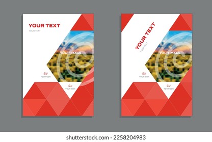 Red cover for catalog, brochure, banner. Template for corporate book cover design in A4 format. It can be adapted to a brochure, magazine, poster, business presentation, portfolio, flyer, banner.