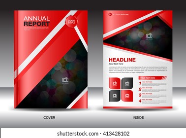 Red cover design, Annual report template, business brochure flyer, infographics elements, leaflet, newsletter, poster, catalog, magazine ad, vector