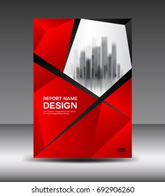 Red Cover design Annual report vector illustration, booklet, poster, annual report template, layout in a4 size, polygon background