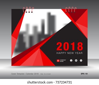 Red Cover Design for calendar 2018-2030 template, Cover desk calendar 2022, business brochure cover, flyer, Calendar cover, annual report, book, diary, booklet, advertisement, Red polygon background