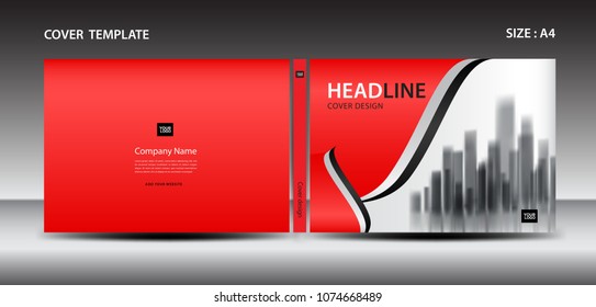 Red Cover design template for magazine, ads, presentation, annual report, book, leaflet, poster, catalog, printing media, newsletter, business brochure flyer, Horizontal layout vector. A4