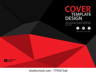 Red cover template polygonal background, Horizontal layout, Business brochure flyer, annual report, book, advertisement, Magazine, poster, banner, printing media, vector illustration, A4